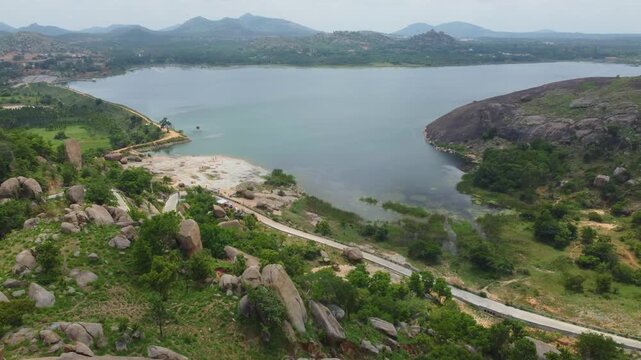 Tumakuru, Karnataka, India, 18th May 2026: 4K Drone Aerial View of Mandaragiri Jain Temple and Basadi Betta Hill &ndash; Iconic Jain Pilgrimage, Sacred Architecture and Scenic Landscape