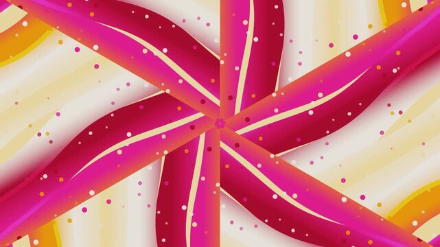 Vibrant pink and orange abstract illustration with white lines and dots