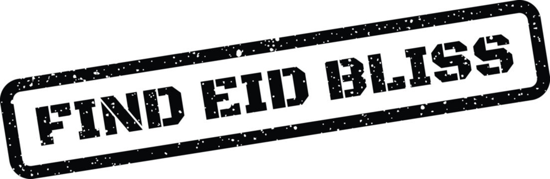 Find eid bliss rubber stamp icon with vintage distressed texture isolated on a plain surface