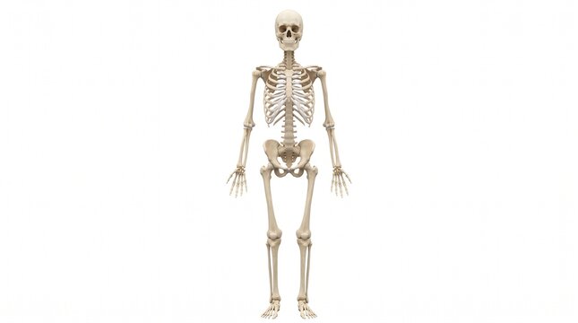 Full Human Skeletal System Anatomy Model Featuring Detailed Bones and Structure for Medical Educational Study and Scientific Illustration