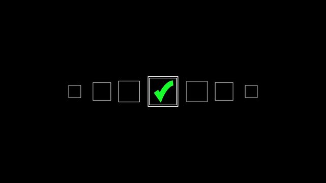 Business model to tick correct sign mark on checkbox from checklist , Business selection choice. Motion graphics of verify concept. motion video 4k quality