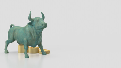 Fototapeta premium Bull Market Wealth Concept With Coins On White Background 3d render.