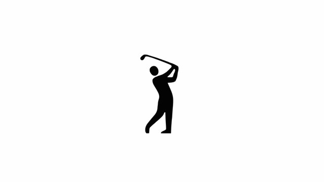 Golf Player Swing Silhouette Vector Illustration Isolated on Transparent Background