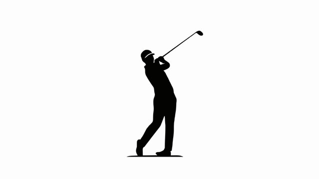 Golf Player Swing Silhouette Vector Illustration Isolated on Transparent Background