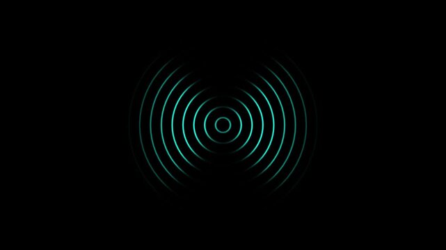 Radio wave looping animation concept on black background. Green radio wave looped motion animation.Technology Radio wave station signal.