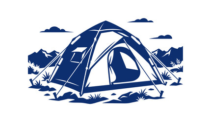Camping tent pitched in a scenic mountain landscape © turi
