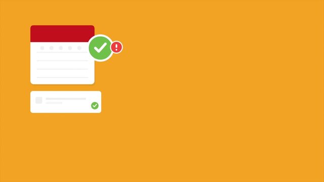 Animated Calendar Task Management Checklist with Notification Icons 4k video animation seamless loop
