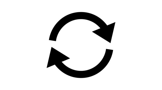 Circular arrow icon on a white background representing a cyclical process