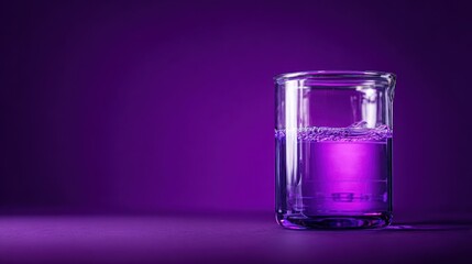 Vibrant purple liquid in a sleek clear glass on a matching deep violet surface with subtle bubbles