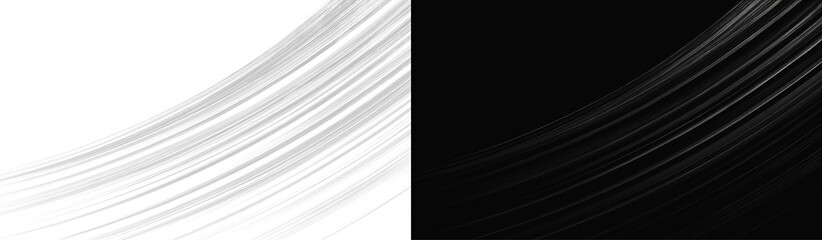 Abstract monochrome curved lines on white and black background, horizontal planetary rings cosmic light wave overlay © Maxim