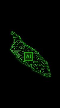 Mobile Vertical Resolution, 2160x3840 Pixels, Aruba Country Map Chipset Technology Opener, Suitable for Tech Events, Science Programs, News and Artificial Intelligence Presentations