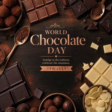 World chocolate day celebration with assorted chocolates