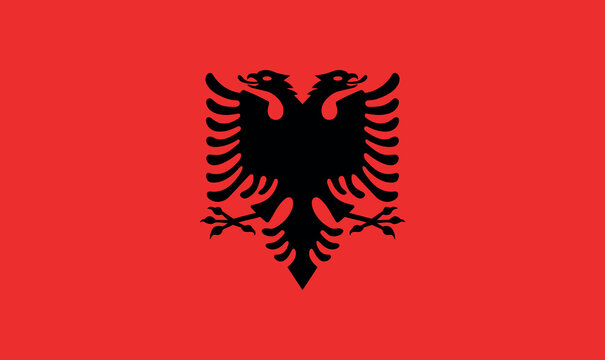 Albania flag featuring a red field with a black double-headed eagle in the center, symbolizing strength, freedom, and national heritage.