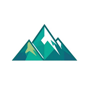 Geometric Turquoise Mountain Illustration Isolated on White Background