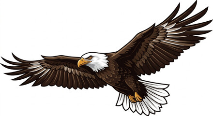Obraz premium majestic bald eagle flying isolated on white background vector illustration