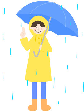 장마철 여름장마 여름 비 우비입은사람 우산