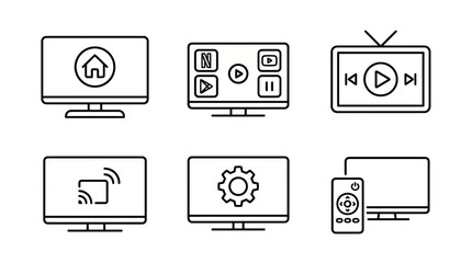 Smart TV Icons: Home, Streaming, Settings, Cast, Remote Control © umi