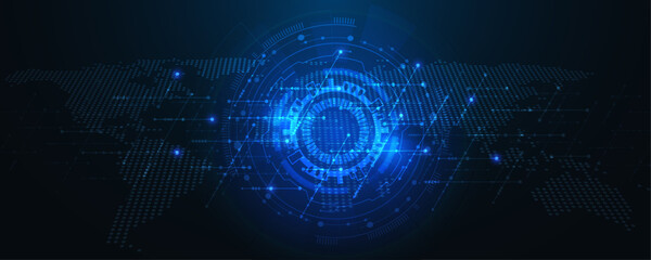 Abstract technology background with global network connections and digital data, futuristic design for internet concept. © Roshikul