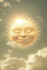 Obraz premium Floating happy face sun in the clouds sunlight outdoors nature.