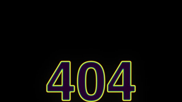 404 error text animation with neon fire and colorful smoke for website error page motion graphics