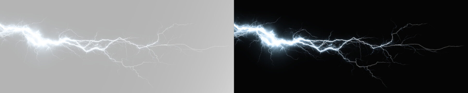 electric surge and lightning flash in sky, overlay bolt