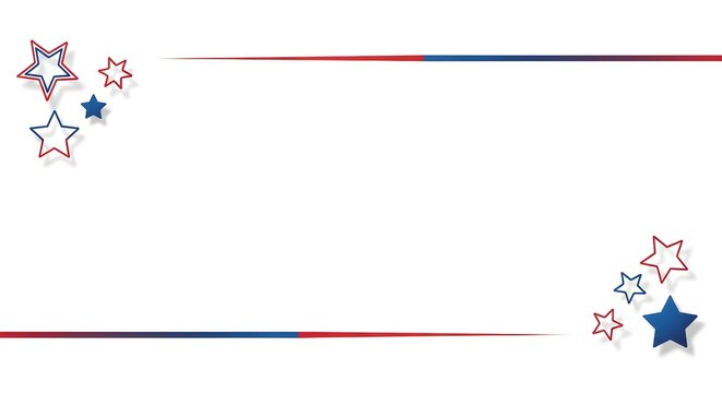 Patriotic American flag colors stars frame background for fourth of july memorial day celebration minimalist red and blue star border template for banner or flyer