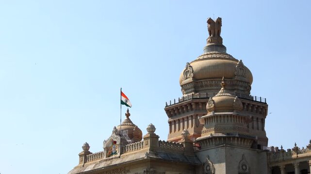 bengaluru, bangalore, karnataka, vidhan soudha, vidhana, soudha, vidhan, india, indian, Indian flag flying high, Indian government office	