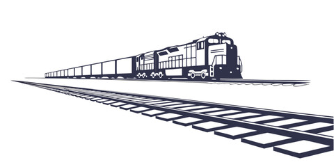 Heavy freight train cargo locomotive on railway tracks with locomotive transport shipping logistics industrial railroad transportation delivery © Mamun