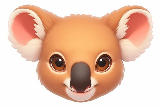 Illustration of a brown koala head isolated on white