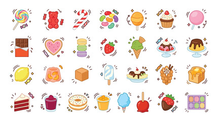 Fototapeta premium A vibrant collection of various sweet treats and candies, perfect for a fun and colorful design.