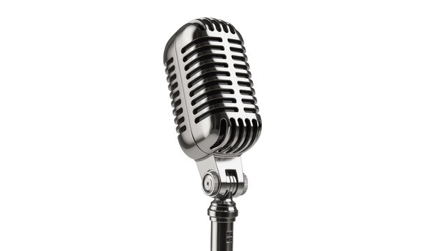 Vintage silver microphone on stand