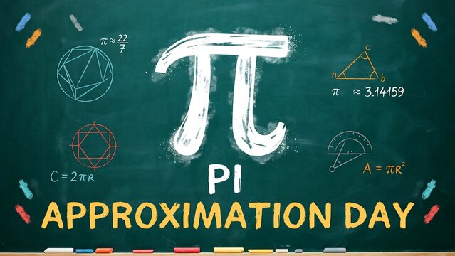 Pi symbol on chalkboard for approximation day