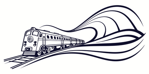Train locomotive on tracks with abstract motion speed lines locomotive transportation movement illustration abstract speedlines technology © Mamun