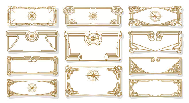 Vintage Ornamental Frames Collection with Compass Rose Elements