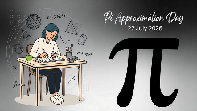 Student celebrating pi approximation day at desk