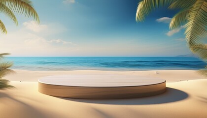 Obraz premium Summer Tropical Background Podium On Sand Beach On Sea Background Mock Up For The Exhibitions Presentation Of Products D Render