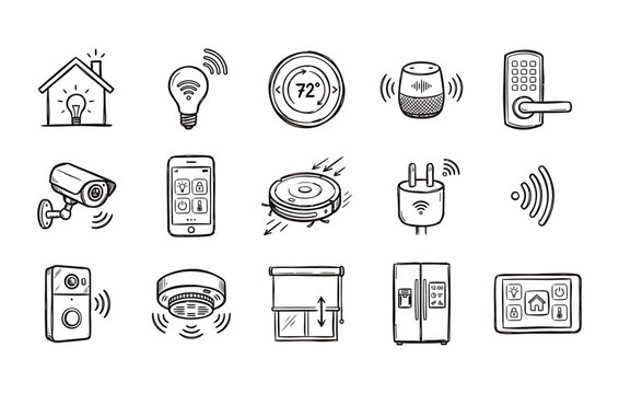 Hand drawn iot devices for home security and appliance control sketches