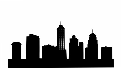 Fototapeta premium City skyline silhouette with tall buildings and skyscrapers