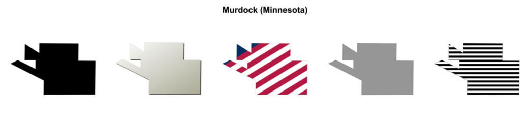 Fototapeta premium Murdock (Minnesota) blank outline map set