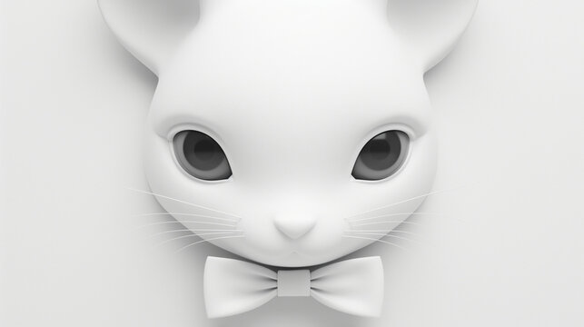 White rabbit face on white background