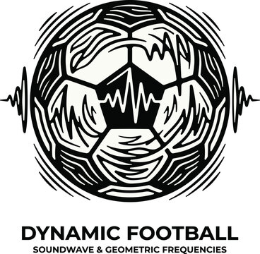 A modern soccer ball design featuring radiating soundwaves and geometric frequencies