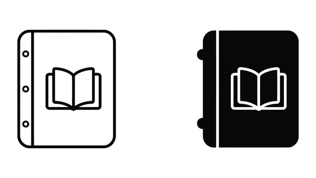 Notebook or binder document icon set with ring binding mechanism for office stationery and organizational software interface design
