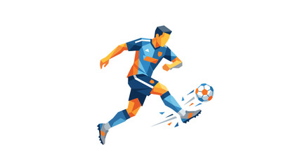 Obraz premium Low Poly Soccer Player Kicking Ball Illustration