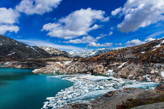 Mosevatnet, a glacier-fed lake in Kvinnherad, Western Norway