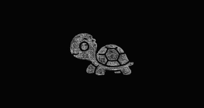 Sketch baby turtle icon animation - smooth progressive reveal