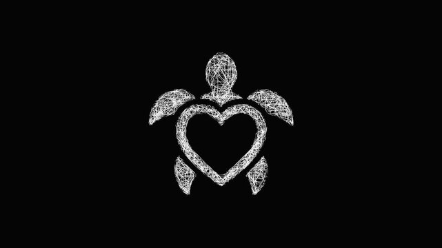 Sketch turtle heart icon animation - smooth progressive reveal