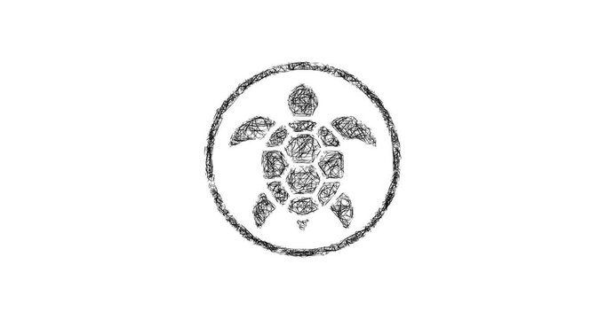 Sketch turtle badge icon animation - smooth progressive reveal
