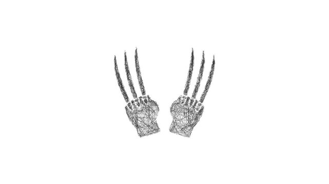 Sketch dual claws icon animation - smooth progressive reveal