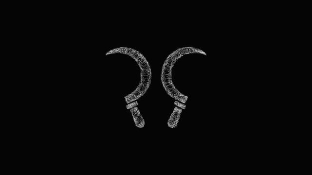 Sketch dual sickles icon animation - smooth progressive reveal