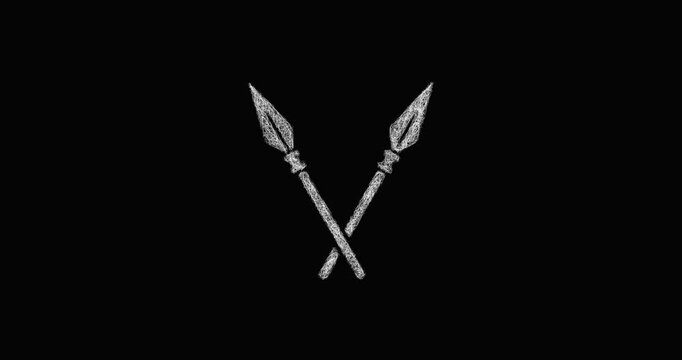 Sketch dual spears icon animation - smooth progressive reveal